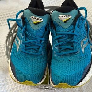 Saucony Teal and Yellow Athletic Shoes